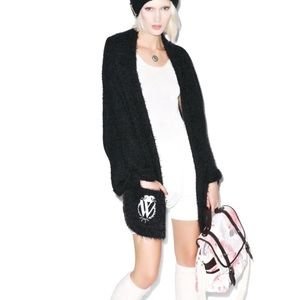 Wildfox S white label black logo slouch cardigan